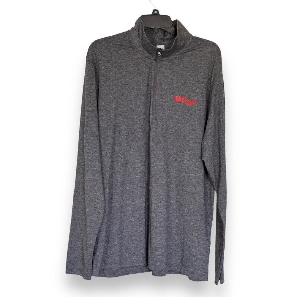 Kellogg’s Unisex Gray Sport Tek 1/4 Zip Pullover Jacket Sz XL